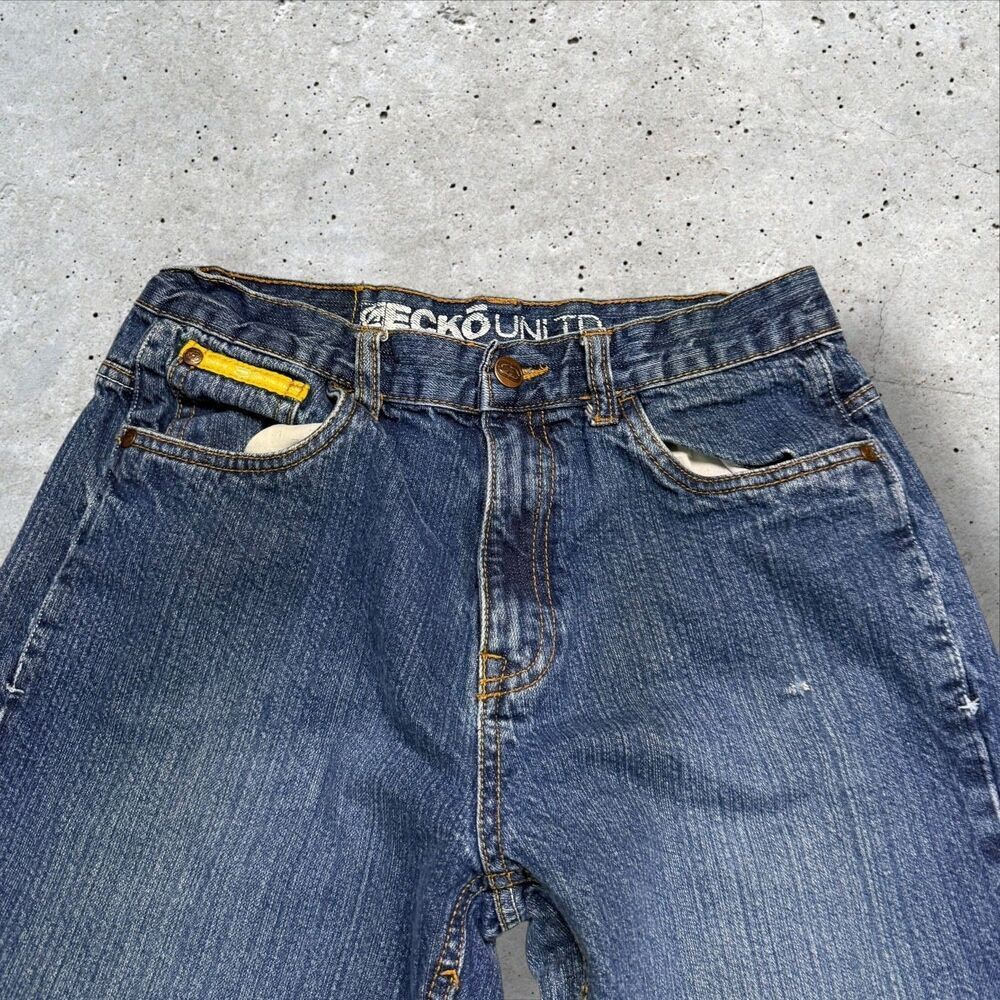 Ecko Unltd Youth Baggy Jeans Blue Denim Rhino Pocket Y2K 2000s Streetwear - Picture 7 of 14